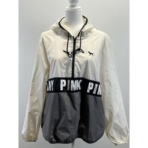 Victoria's Secret Pink Windbreaker Rain Jacket Anorak Sz M L GUC Hood Pullover